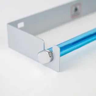 A brushed stainless steel Sunlight motorhome kitchen roll holder.