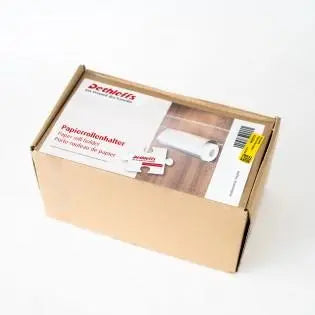 A chrome Dethleffs motorhome kitchen roll holder.