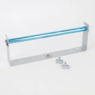 A brushed stainless steel Sunlight motorhome kitchen roll holder.