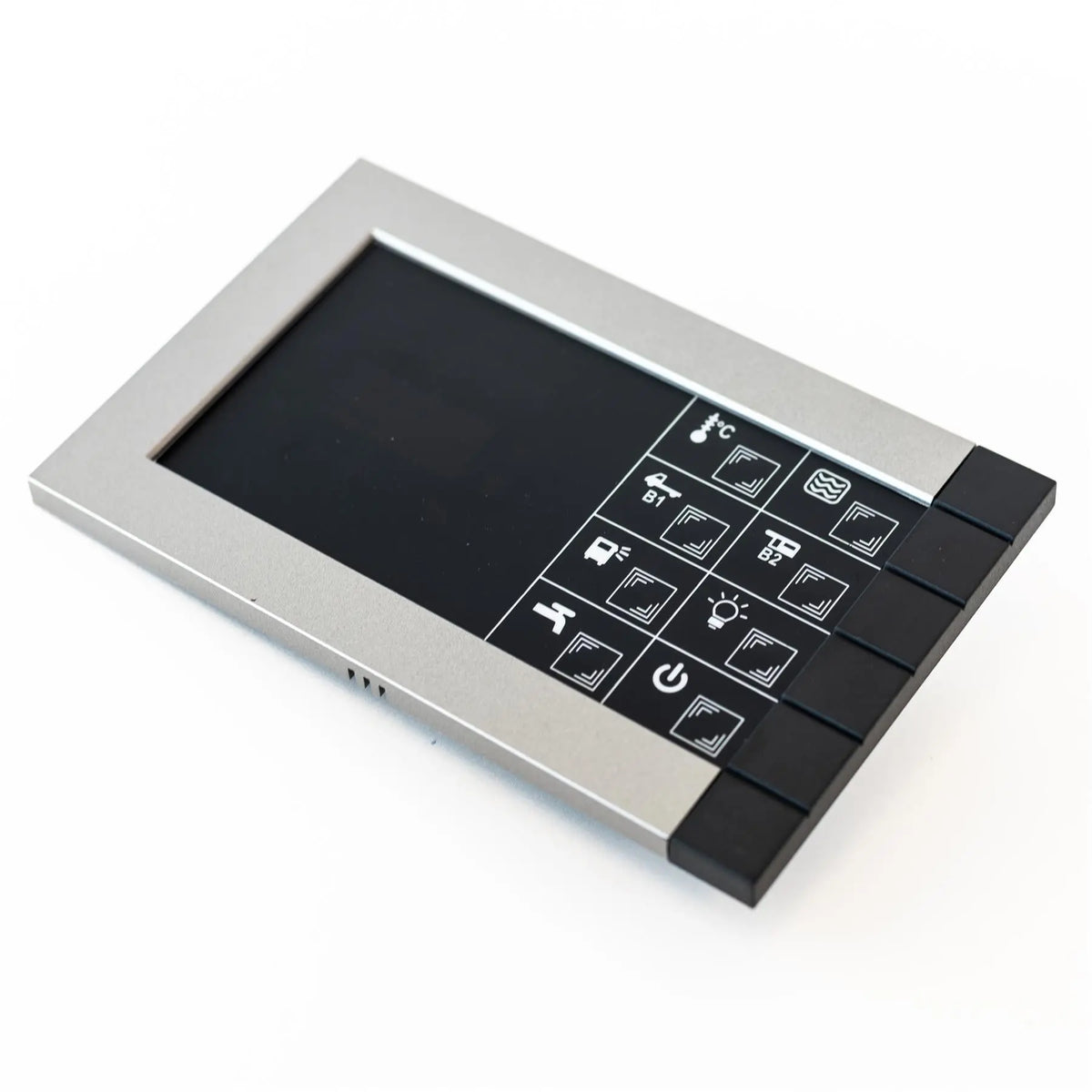 A black Nordelettronica NE268 control panel used in Roller Team motorhomes.