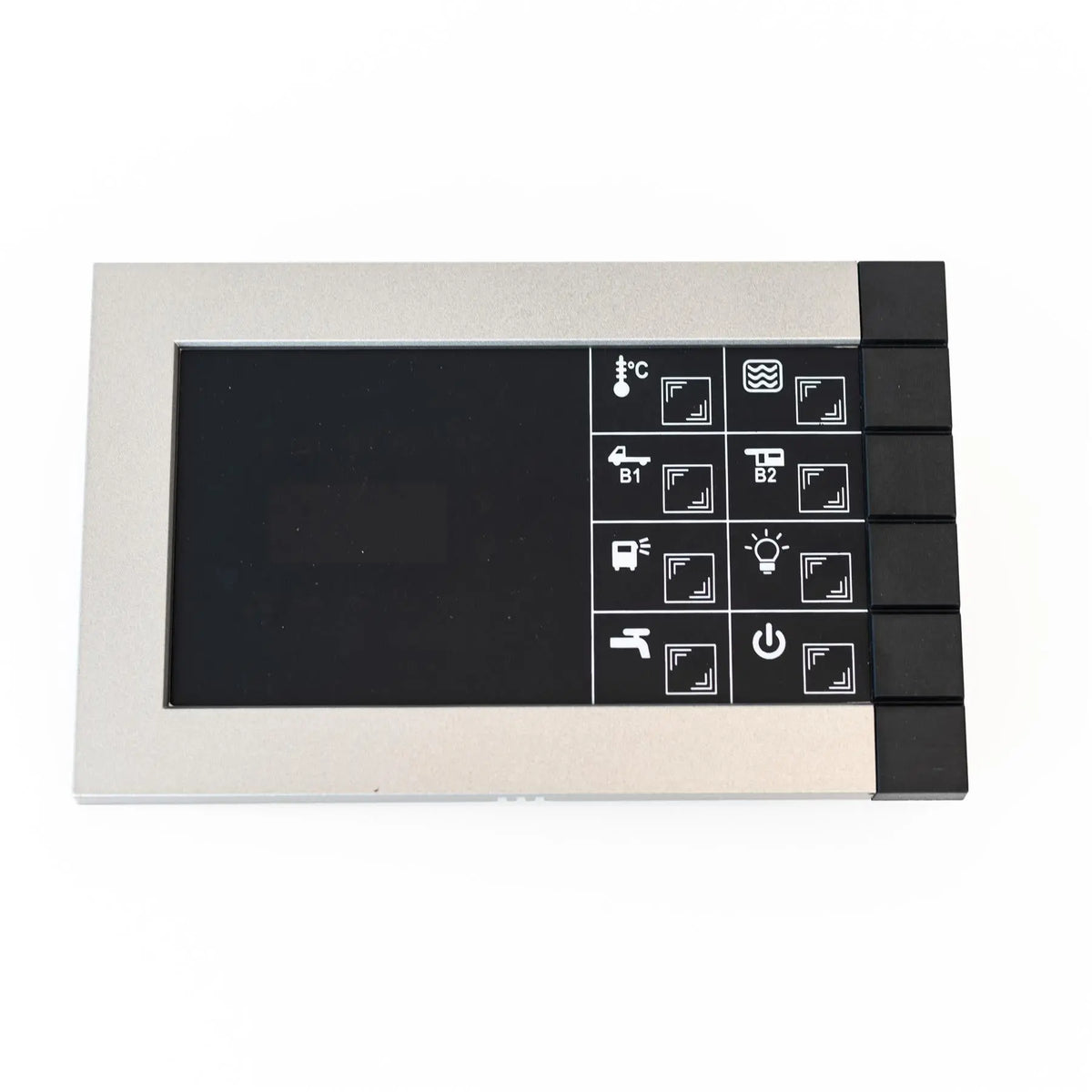 A black Nordelettronica NE268 control panel used in Roller Team motorhomes.