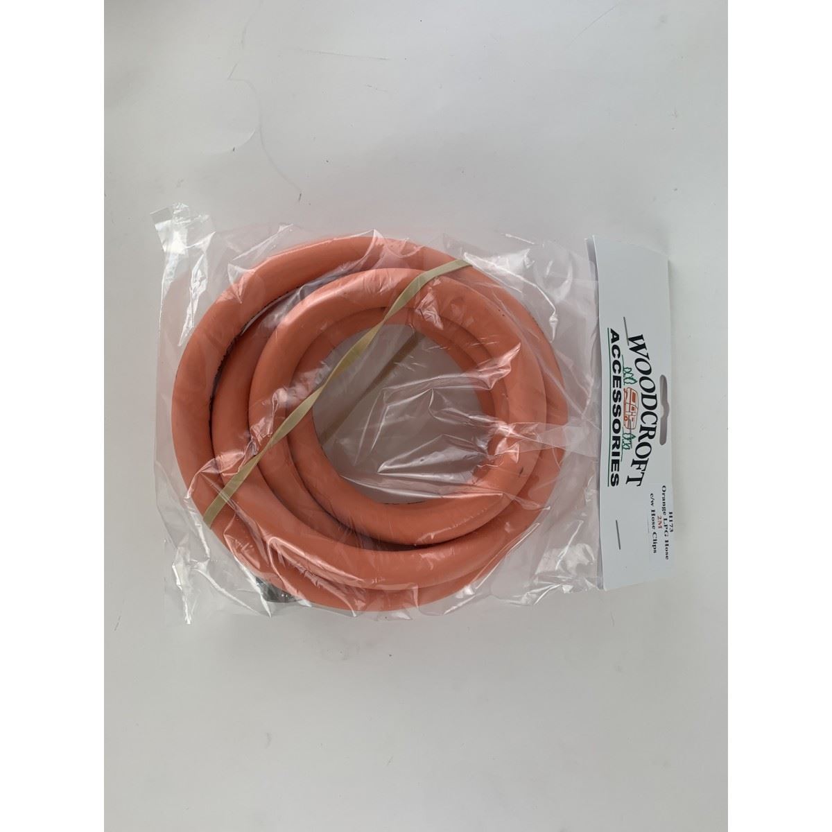Orange LPG hose 2m c/w hose clips