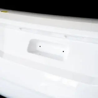 A white Dethleffs Trend motorhome rear bumper.