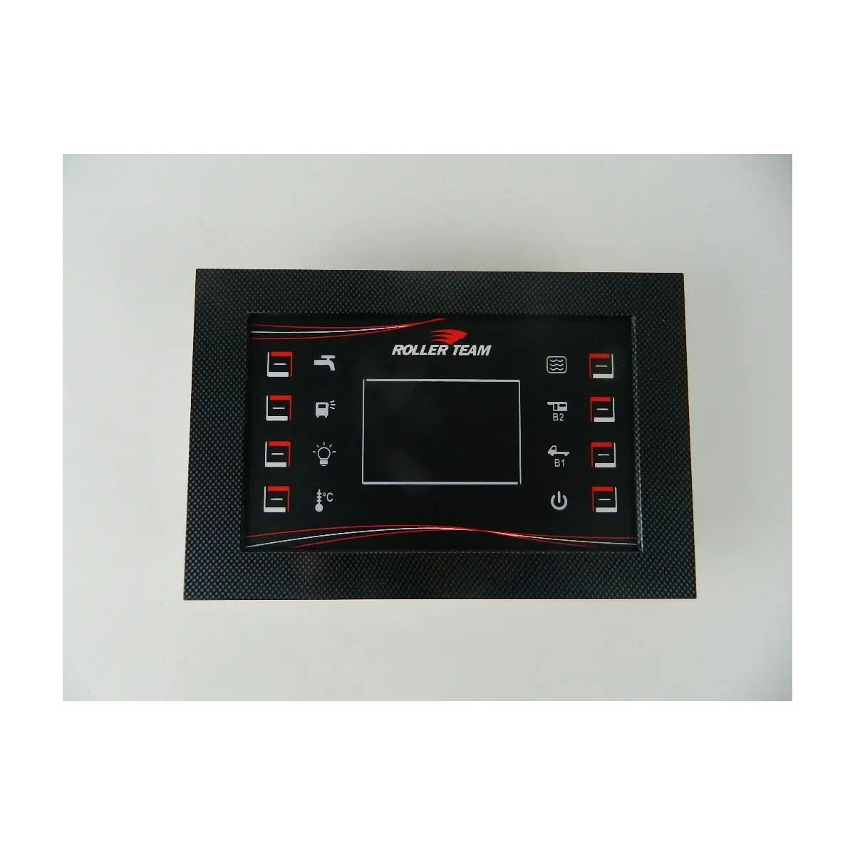 A black Nordelettronica NE274 control panel for Roller Team motorhomes.