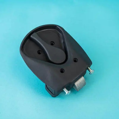 A black Roller Team motorhome internal door lock.