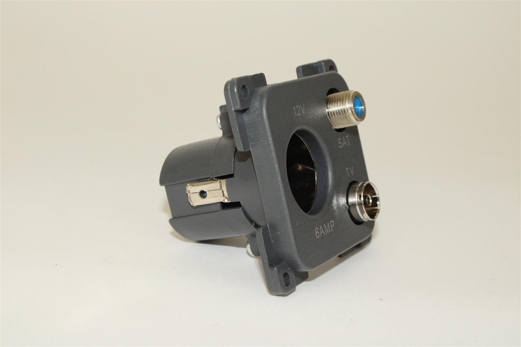 C-Line 12 Volt, TV and Satelite socket in Dark Grey