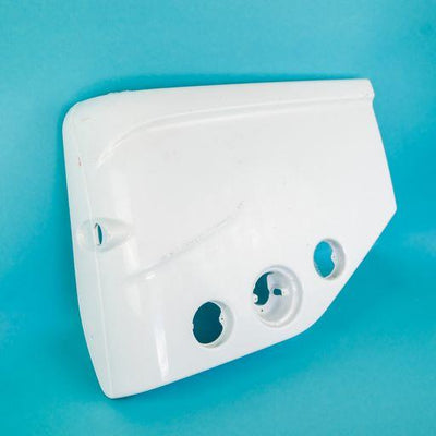 A white Sunlight motorhome offside rear bumper corner.