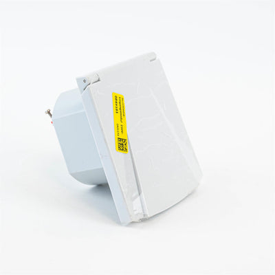 A white Dethleffs motorhome European multimedia socket.
