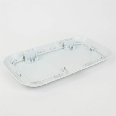 A white Dethleffs motorhome fuel filler access door.