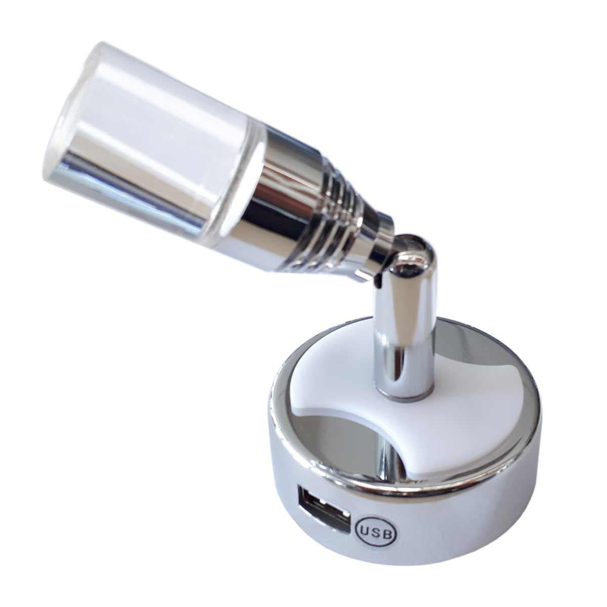 Dimatic Reading Light 70mm with USB Port (12V / 1W / Natural White / IP20)