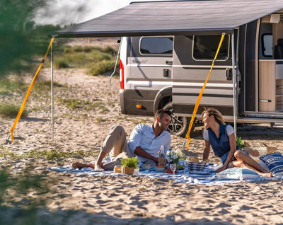 Awning accessories being used at the beach