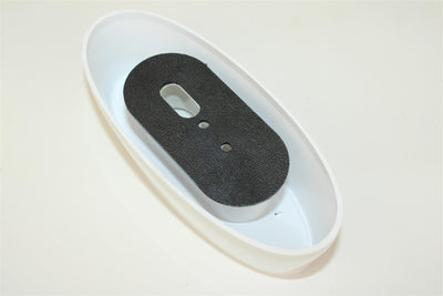 A white Roller Team motorhome end outline marker light.