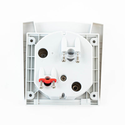 A white Dethleffs motorhome European multimedia socket.