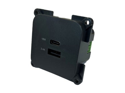 C-Line socket USB- A and USB- C. Grey