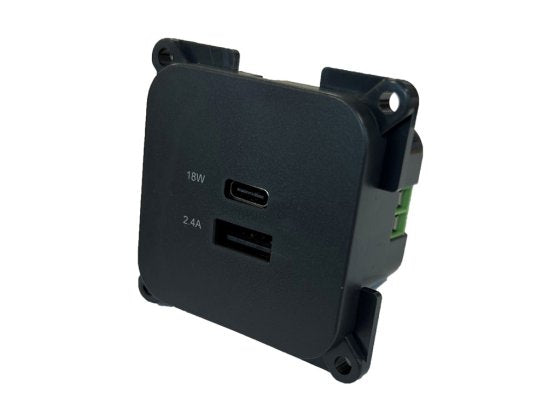 C-Line socket USB- A and USB- C. Grey