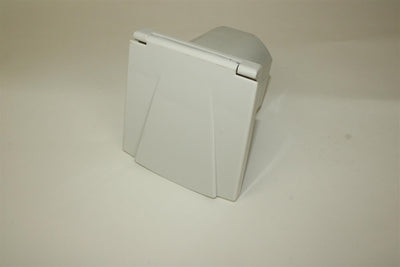 A white Dethleffs motorhome barbecue point.