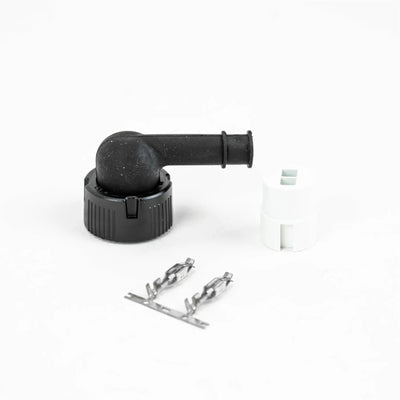 A black Roller Team motorhome side marker light terminal.