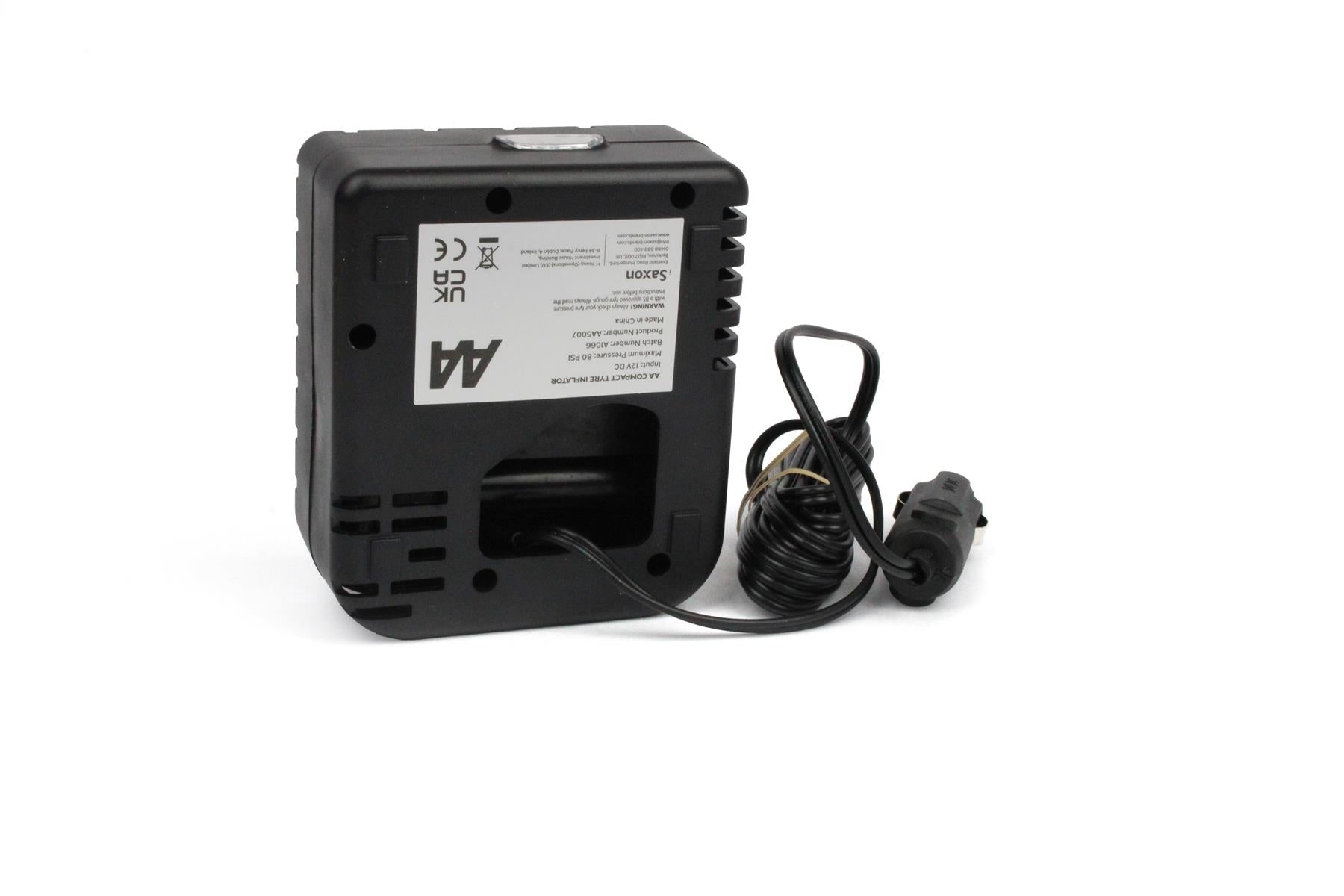 A black AA compact tyre inflator.
