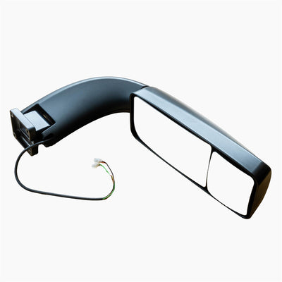 A black Roller Team A Class motorhome offside wing mirror.