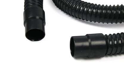 A black Dethleffs motorhome wastewater hose.