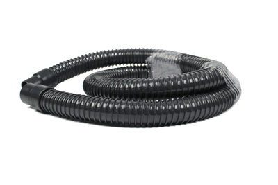 A black Dethleffs motorhome wastewater hose.