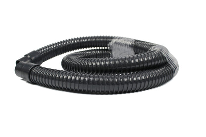 A black Dethleffs motorhome wastewater hose.