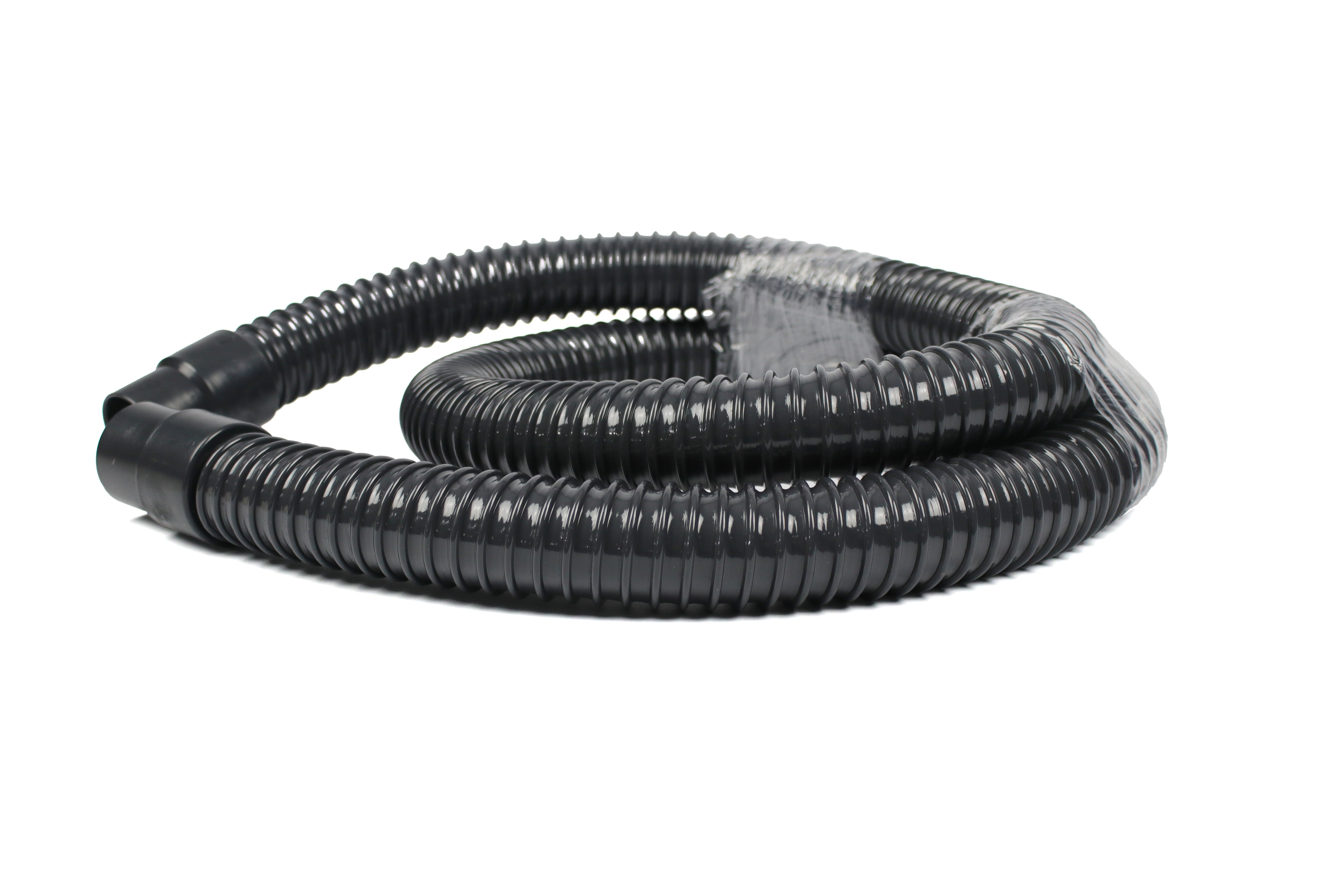 A black Dethleffs motorhome wastewater hose.