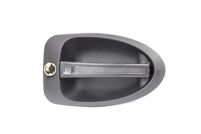 A black Dethleffs motorhome habitation door handle.