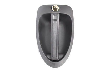 Black door handle on white background