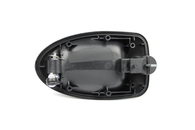 A black Dethleffs motorhome habitation door handle.