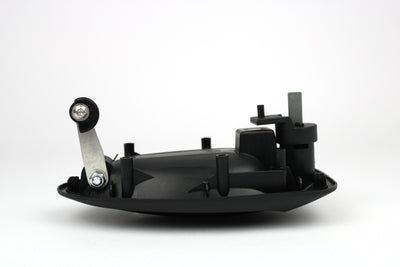 A black Dethleffs motorhome habitation door handle.