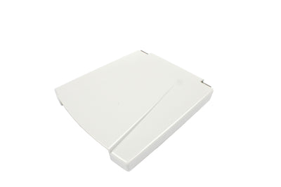 A white Dethleffs motorhome electrical inlet cover.