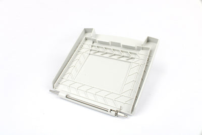 A white Dethleffs motorhome electrical inlet cover.