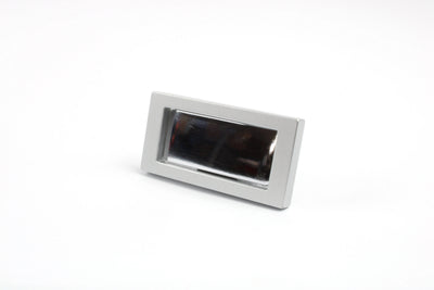 A metal Auto-Trail motorhome locker catch on a white background