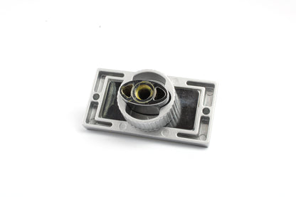 Rectangular metallic locker catch on a white background