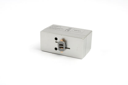 Metallic USB socket on a white background