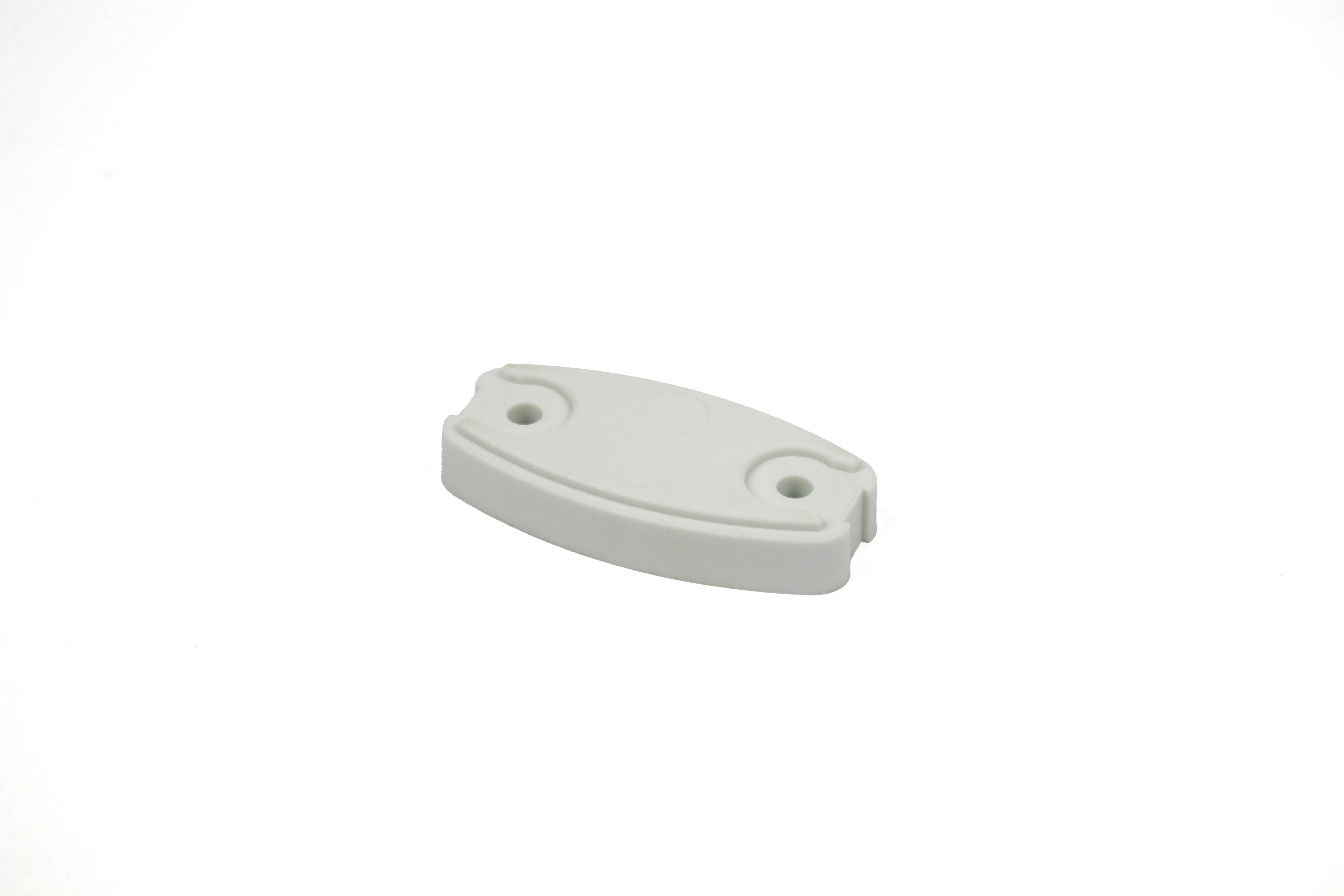 A white Dethleffs motorhome habitation door retainer catch.