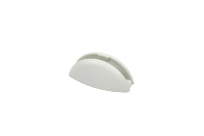 A white Dethleffs motorhome habitation door retainer catch.