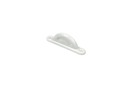 A white Dethleffs motorhome habitation door retainer catch.