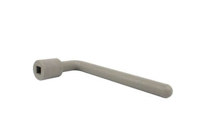 A grey Dethleffs motorhome waste handle.