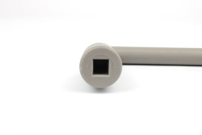 A grey Dethleffs motorhome waste handle.