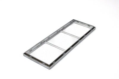 A chrome Dethleffs motorhome three-way faceplate.