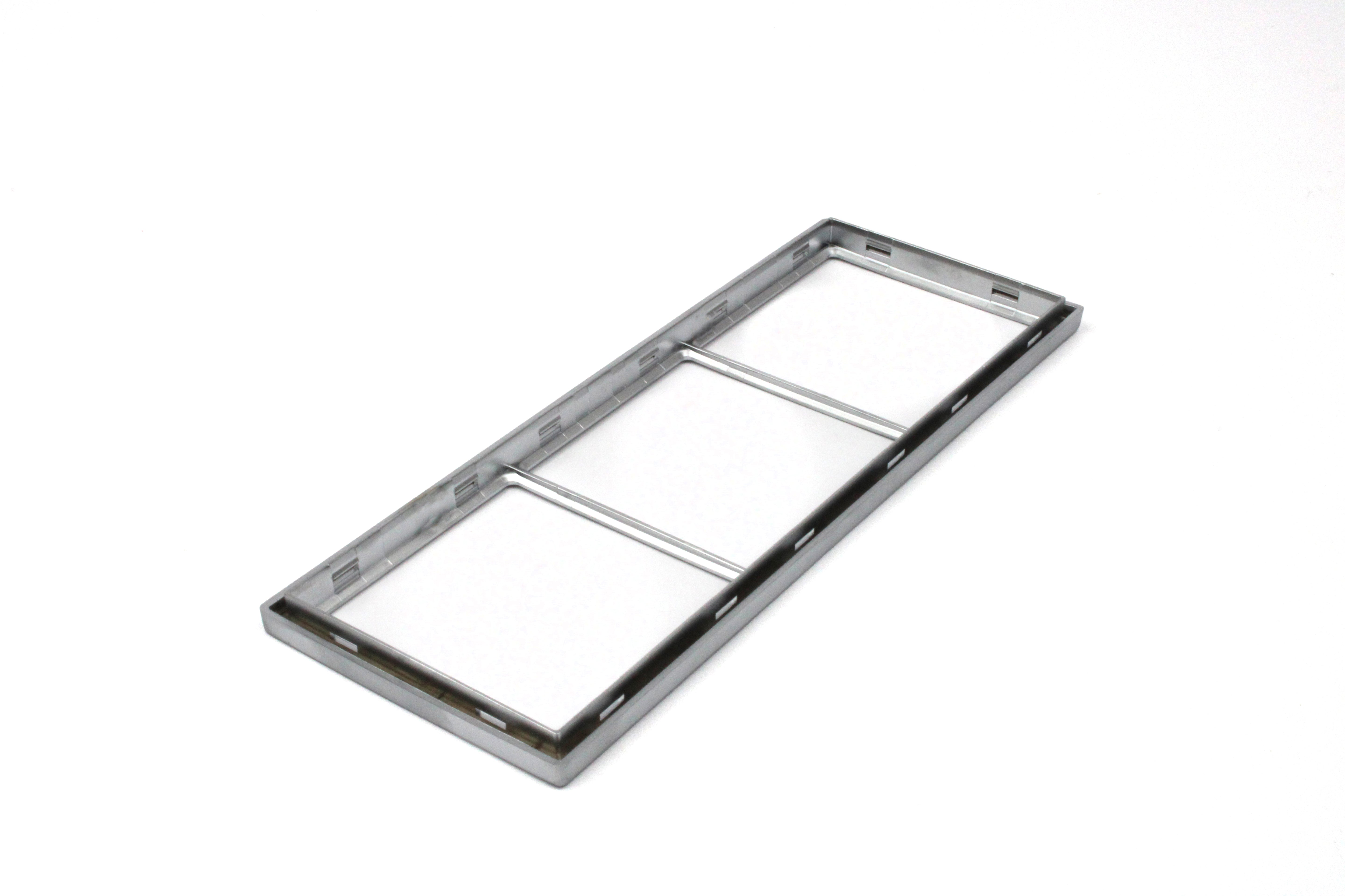 Chrome rectangular frame on white background