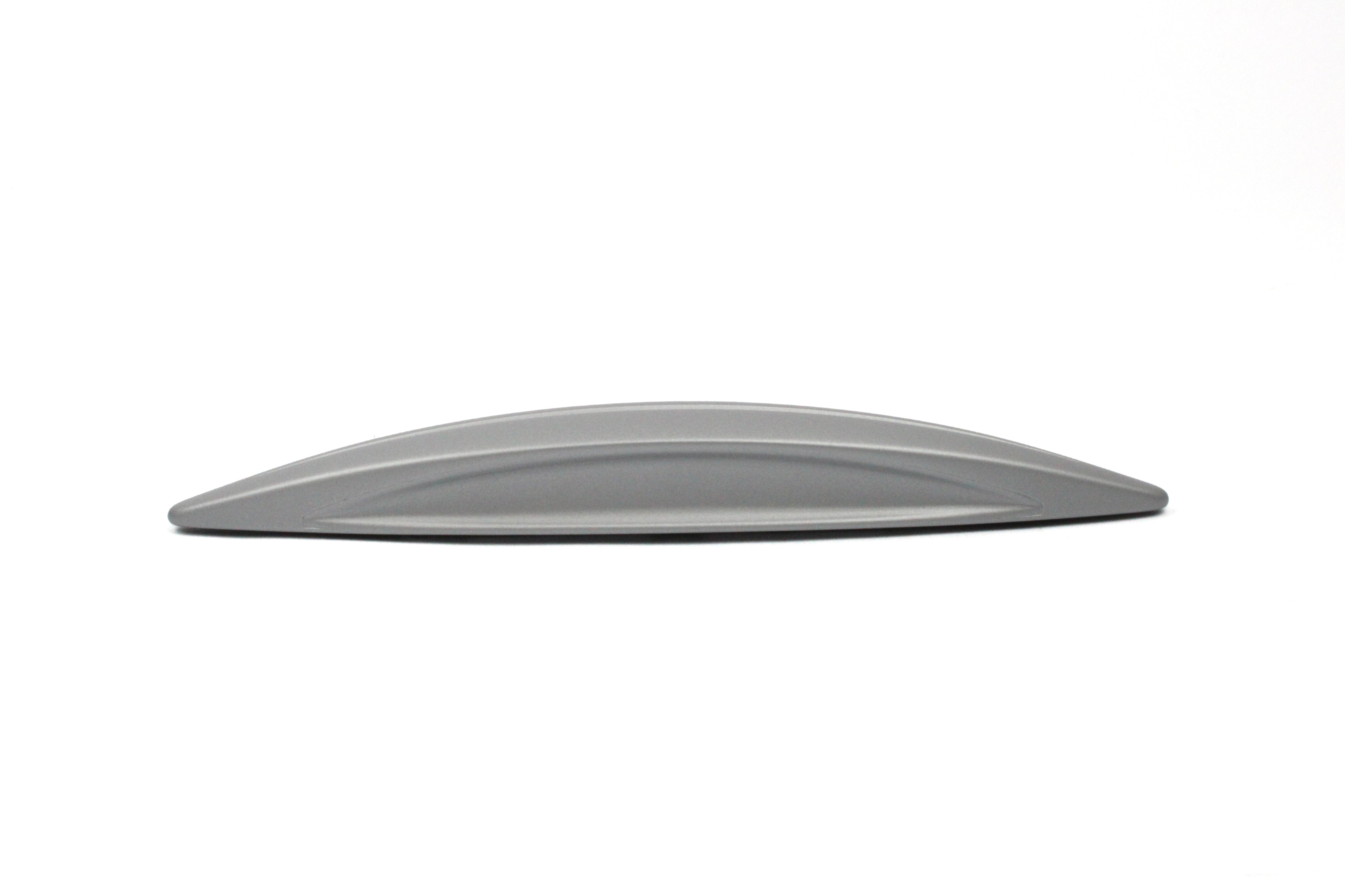 Silver curved handle on white background