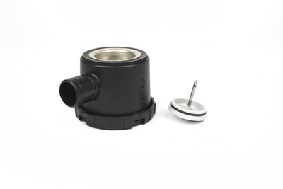 A black motorhome drain siphon.