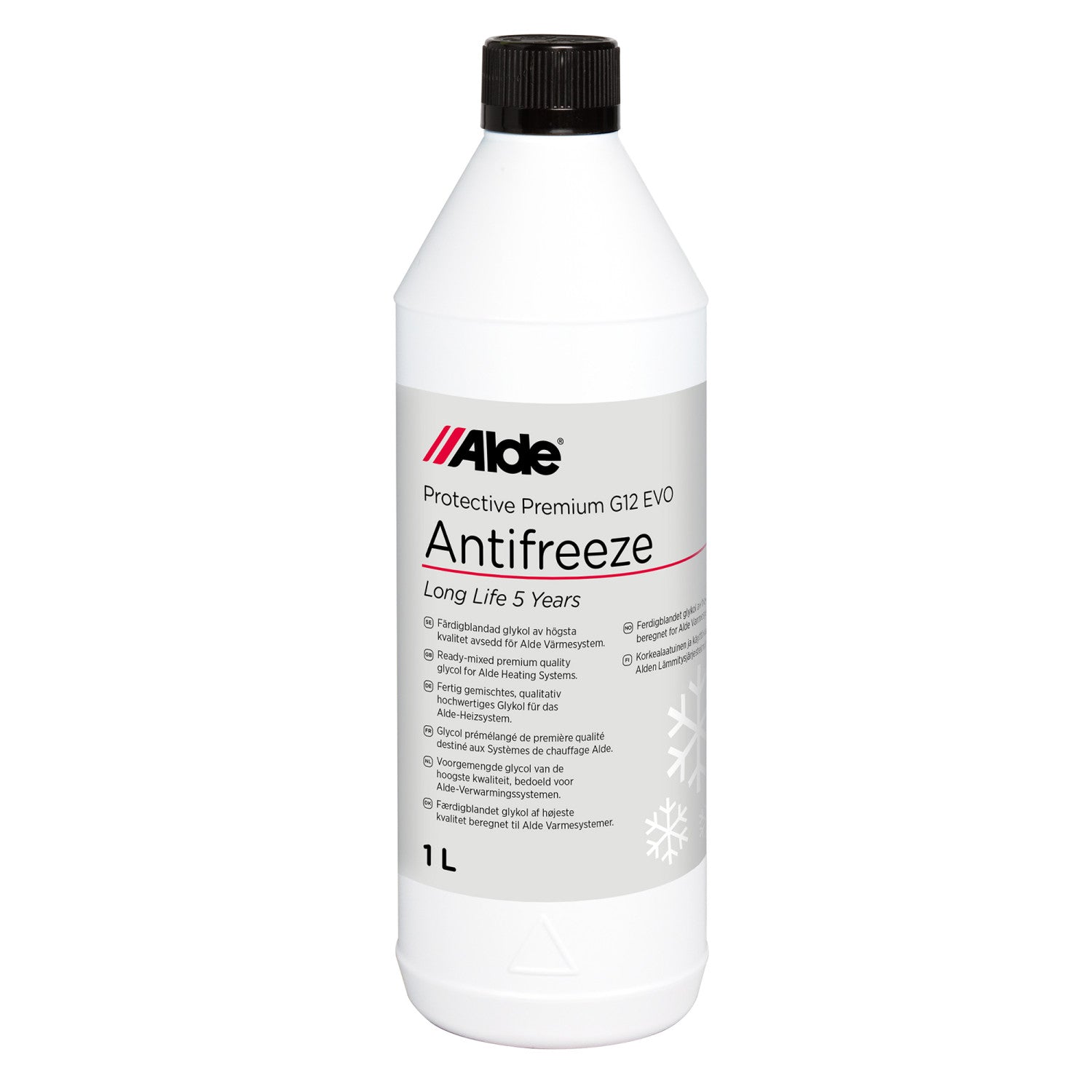 Bottle of antifreeze on white background