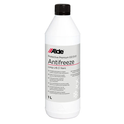 Bottle of antifreeze on white background