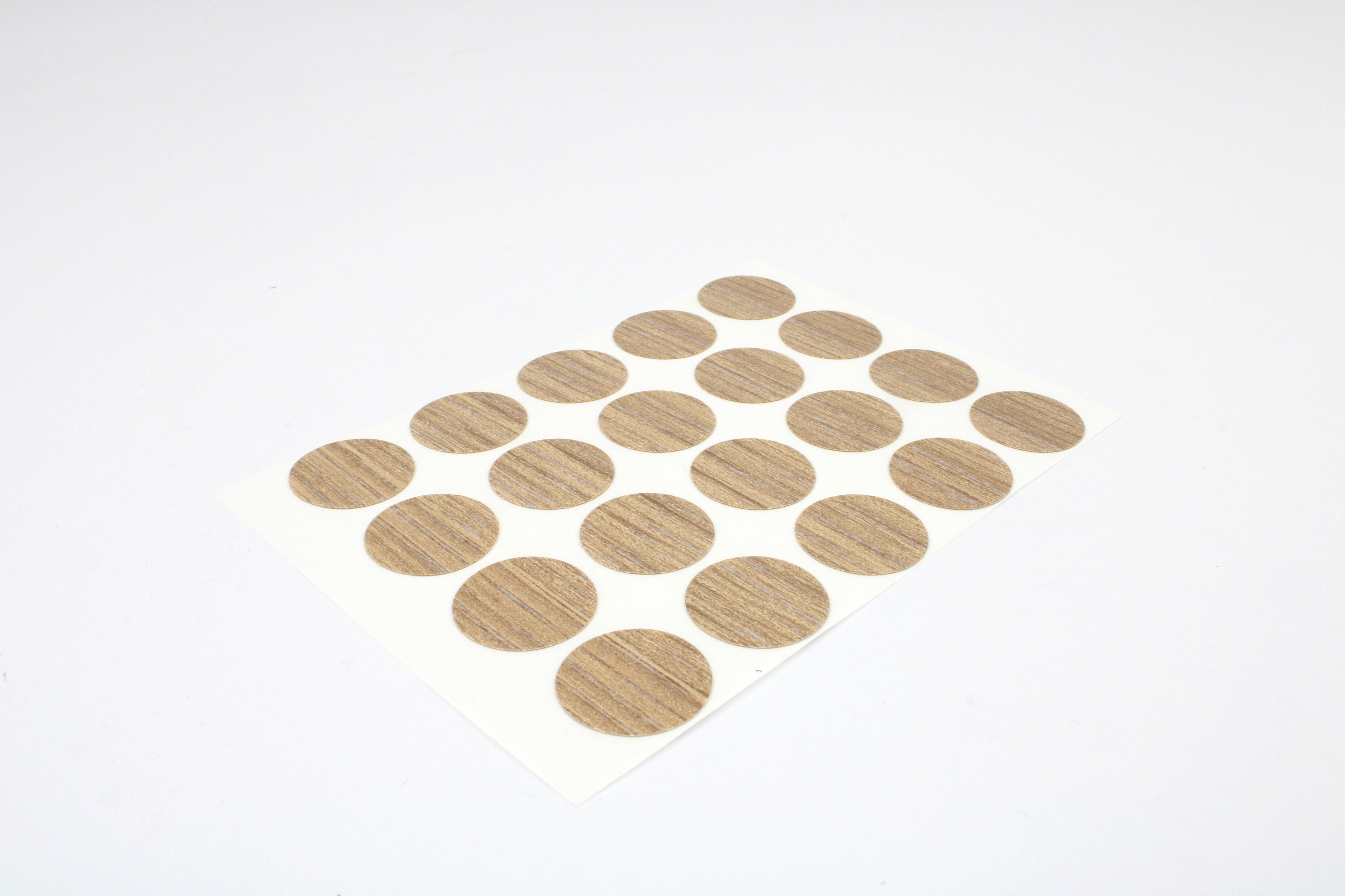 Set of 20 oak paper dots on a white background