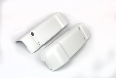 A pair of white Dethleffs Trend motorhome bumper end caps.