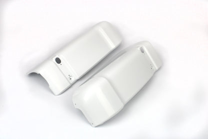 White bumper end caps on a white background